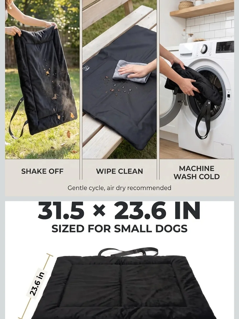 Pet Travel Mat & Tote — Black Dog Bed by